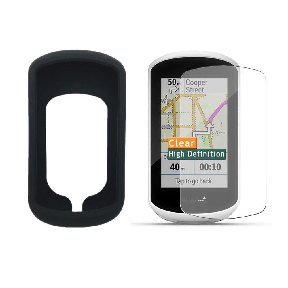 Silicone Protect Protective Case Skin + Screen Portector Shield Film for Cycling GPS Garmin Edge Explore Accessories